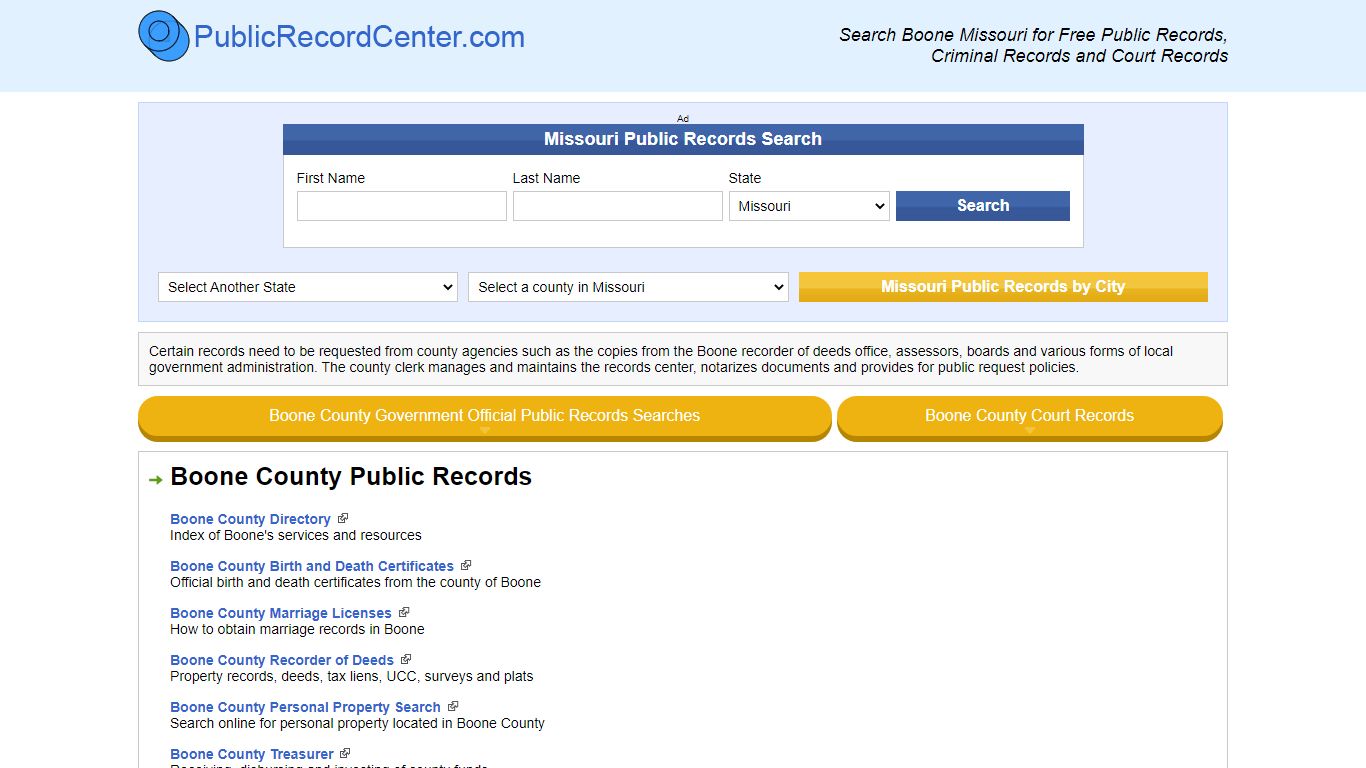 Boone County Missouri Free Public Records - Court Records ...