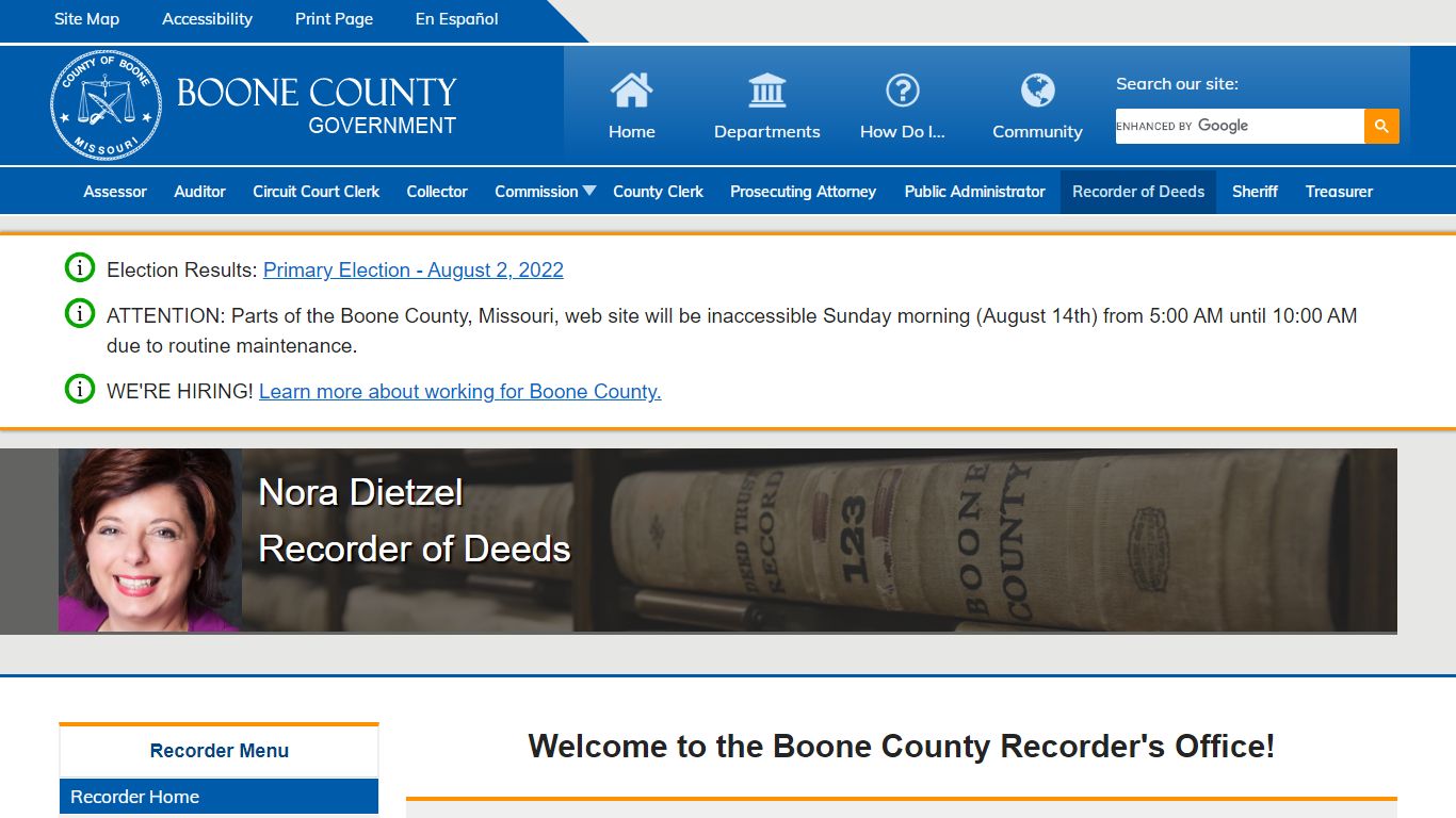 Nora Dietzel Recorder of Deeds - Boone County, Missouri